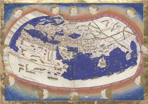 Manuscrito iluminado de la Cosmographia Ptolomaei Alexandrini
