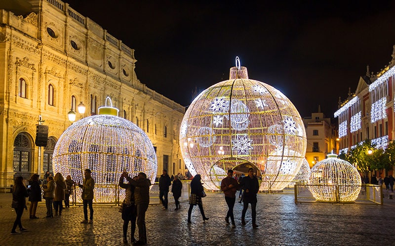 Christmas lights balls in Seville