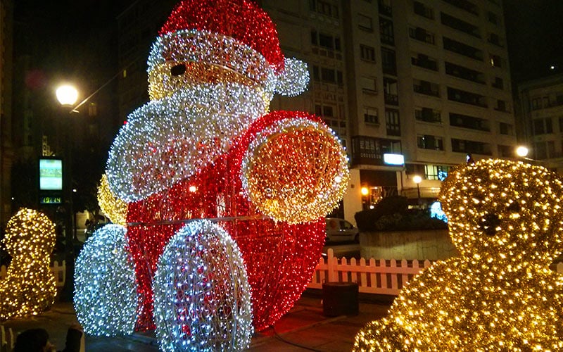 Santa Claus made of christmas lights