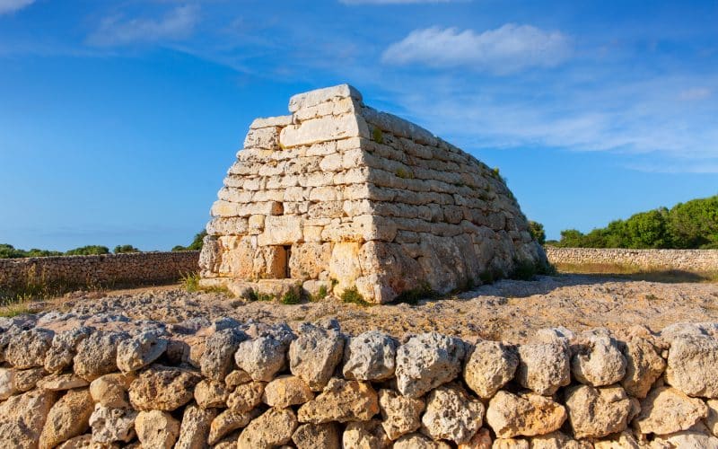 The front facade of the Naveta des Turons