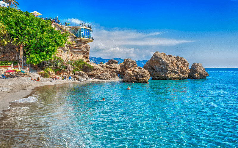People bathing at Maro Beach