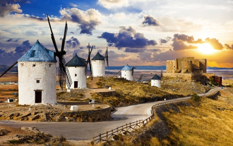 windmills in a village in Toledo