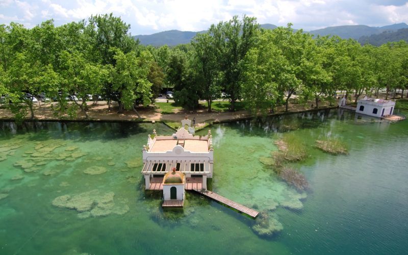 Views with a drone of the Banyoles Lake, in Girona
