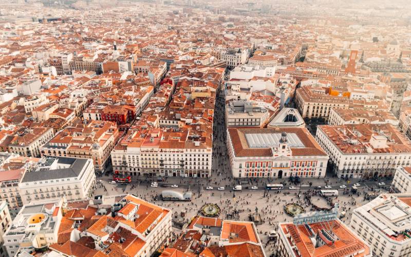 Bird's eye view of the centre of Madrid