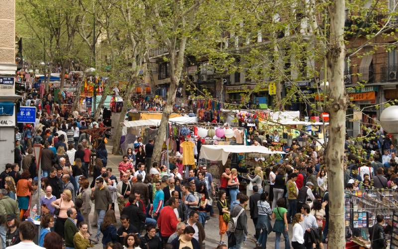 Rastro market in Madrid. 