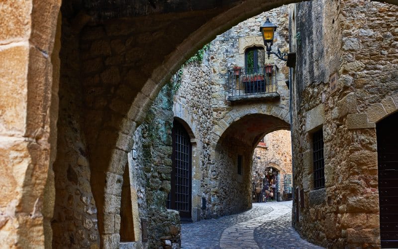 Stone cobbled streets with archways