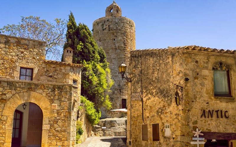 Stone houses and a tower in the back