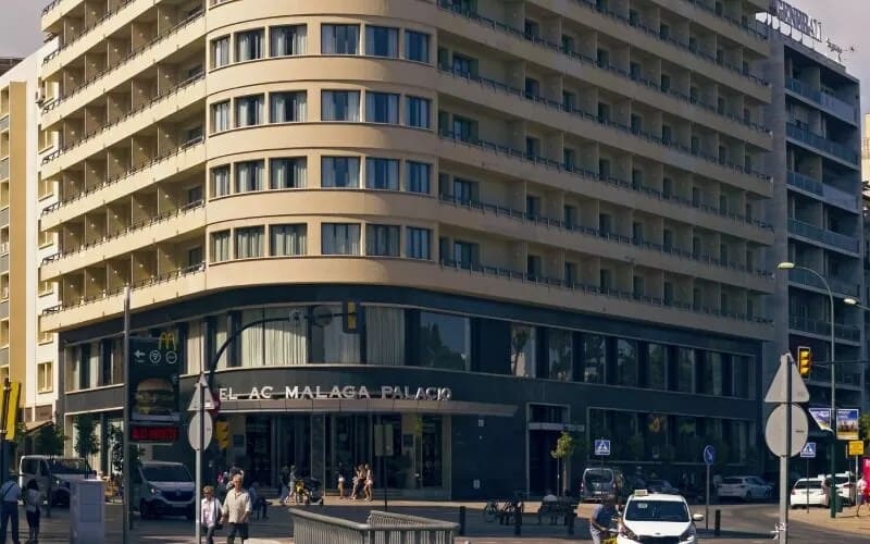 The facade of a hotel across the street