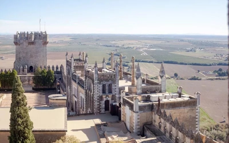 A castle with walls and towers
