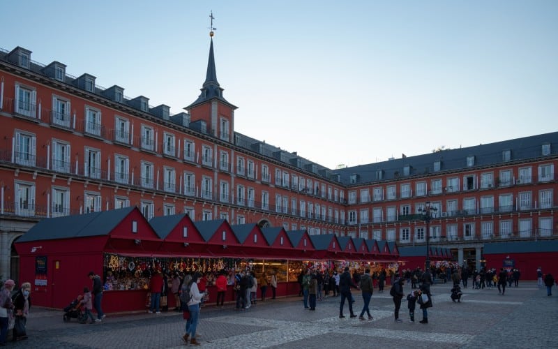 Christmas Market stalls in Plaza Mayor