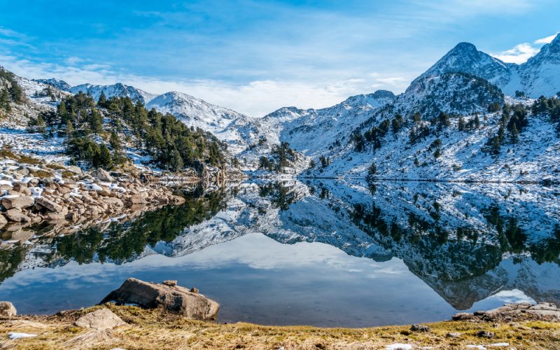 Snowy mountains in the Pyrenees of Lleida