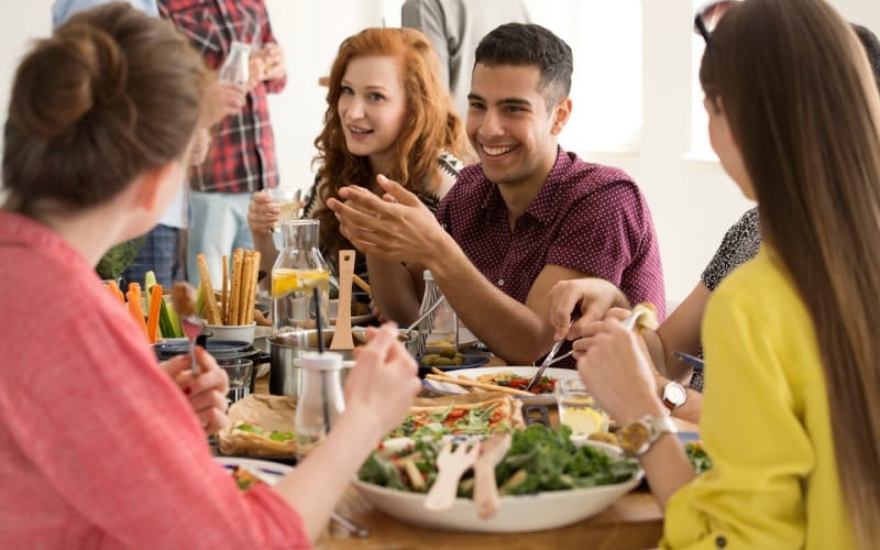 A group of people having lunch together