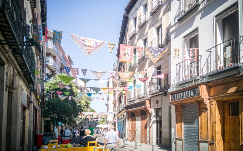 Decorated streets at the festival of La Paloma