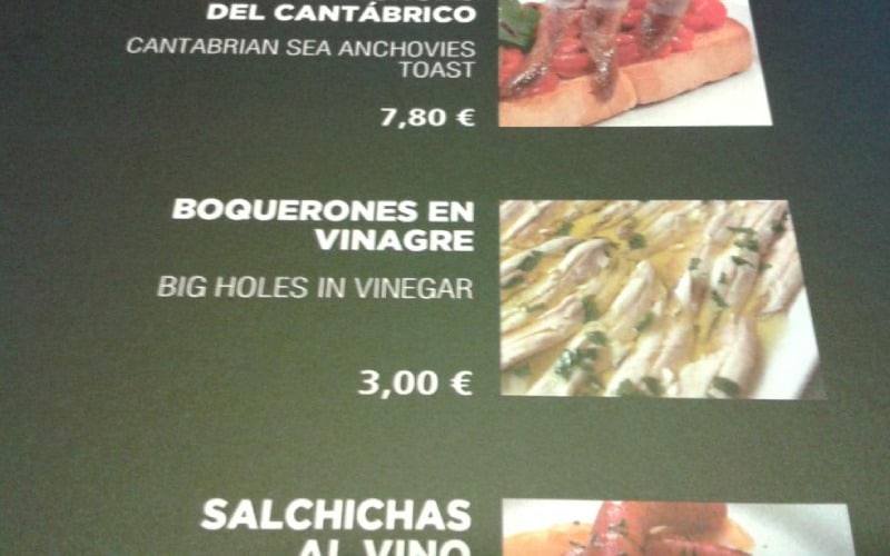 Funny translations of Spanish menus 