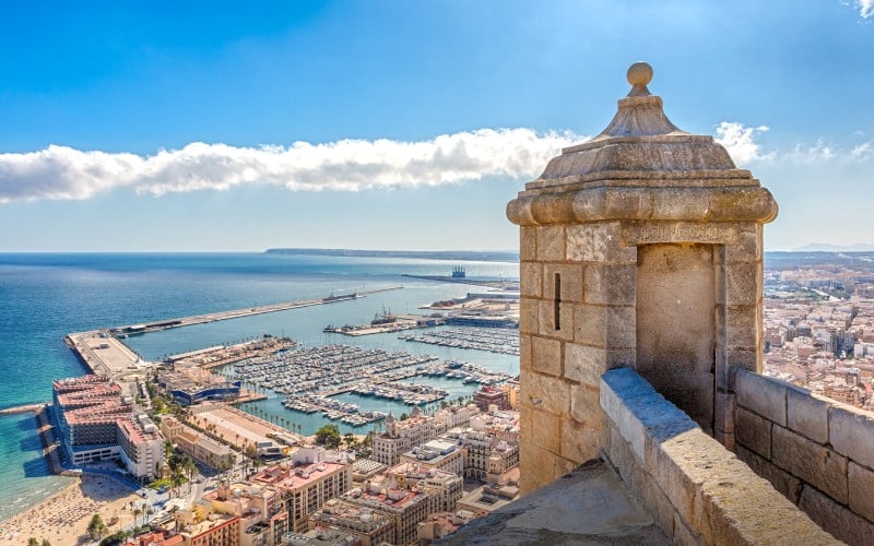 Views of the port of Alicante from Santa Bárbara Castle