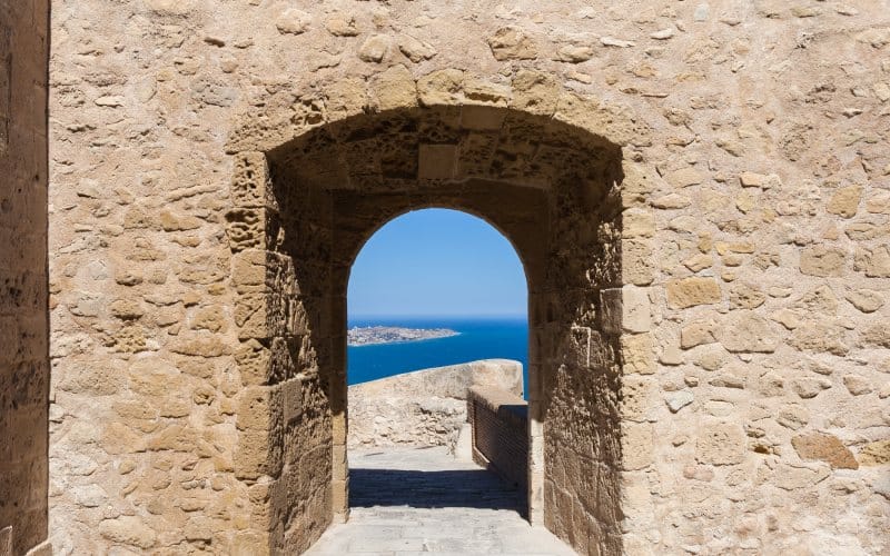 One of the castle gates overlooking the sea