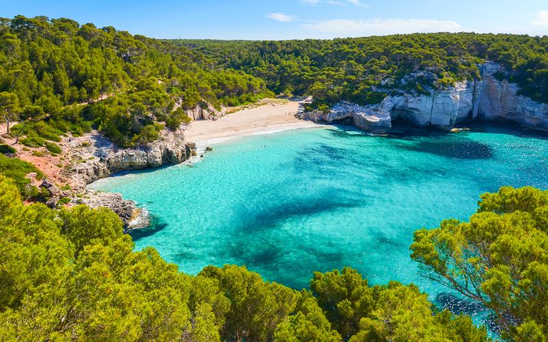 A secluded beach in Menorca, Balearic Islands