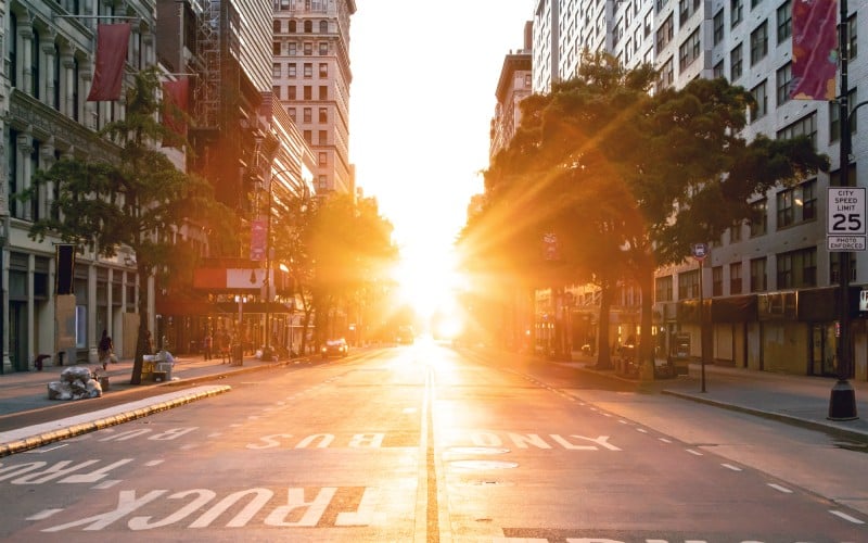 14th Street as seen from Union Square Park in New York City