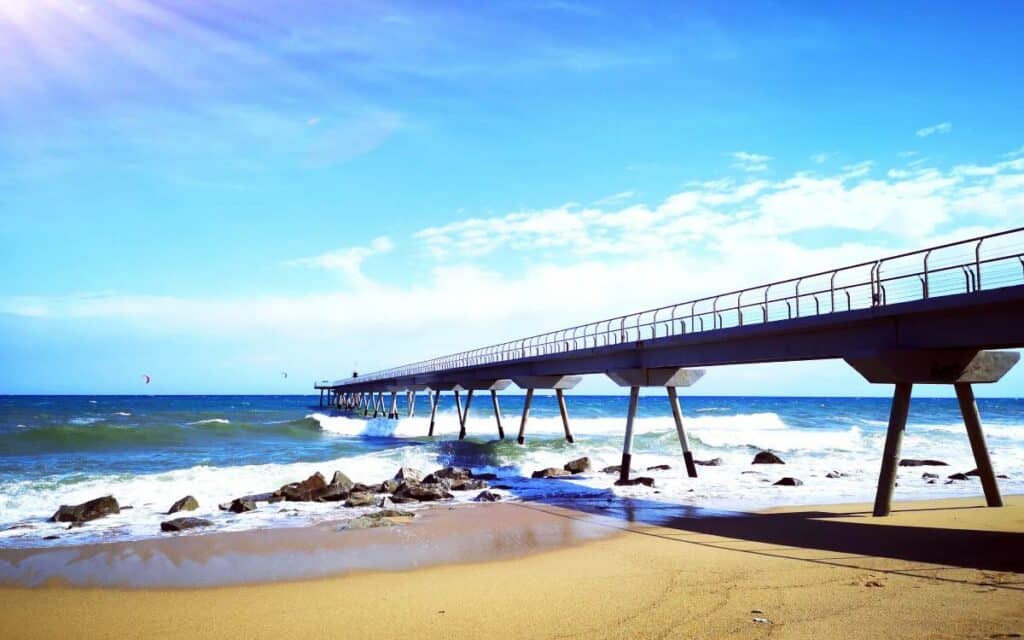 Pont de Petroli beach in Badalona.