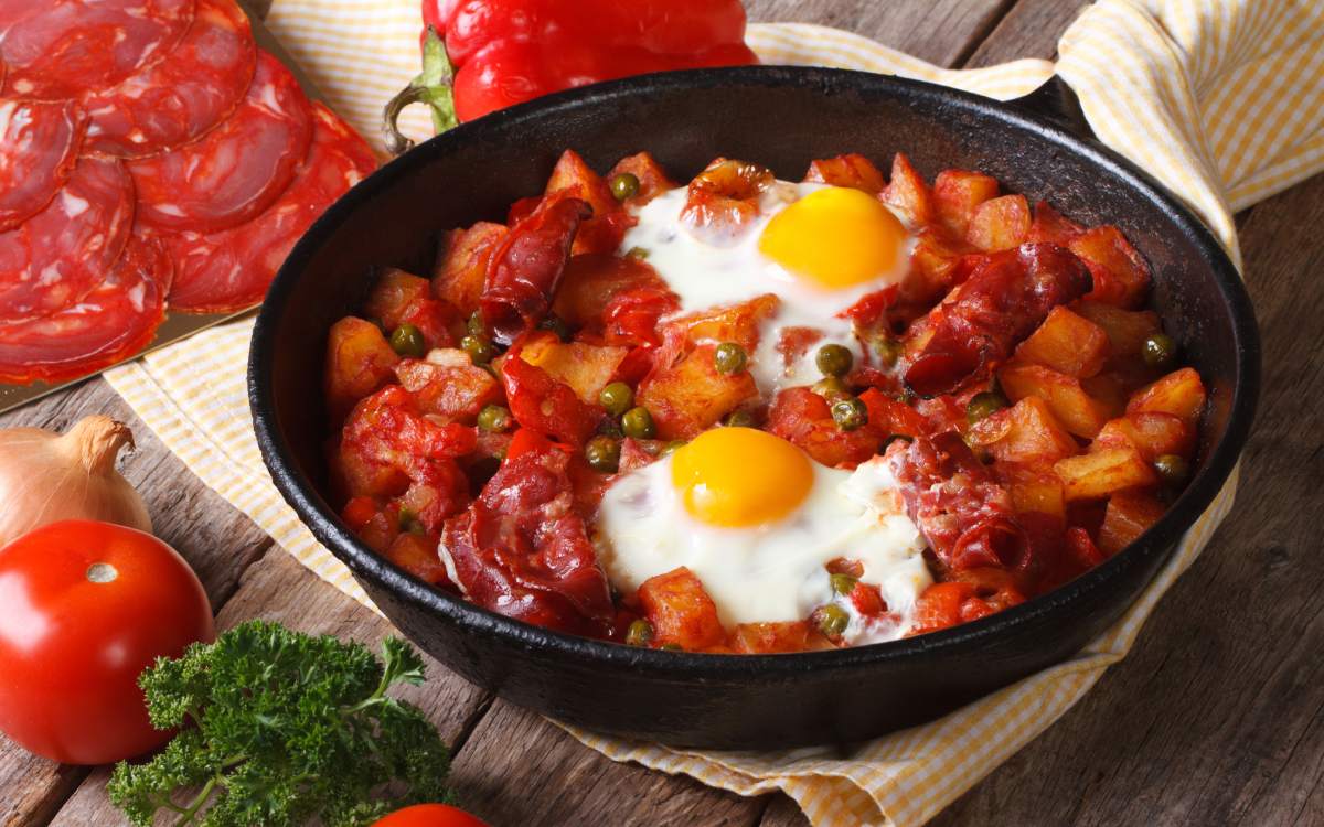 Spanish 'tapa' in a pan.