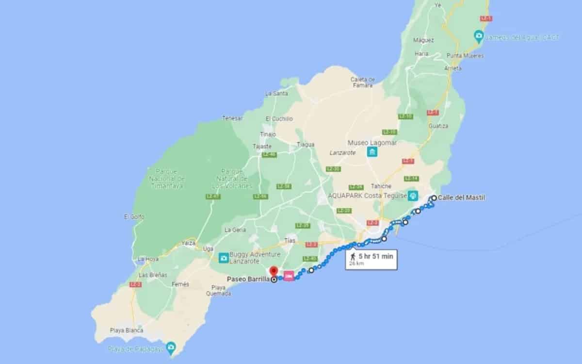 Map of the longest longest seaside promenade in the world.