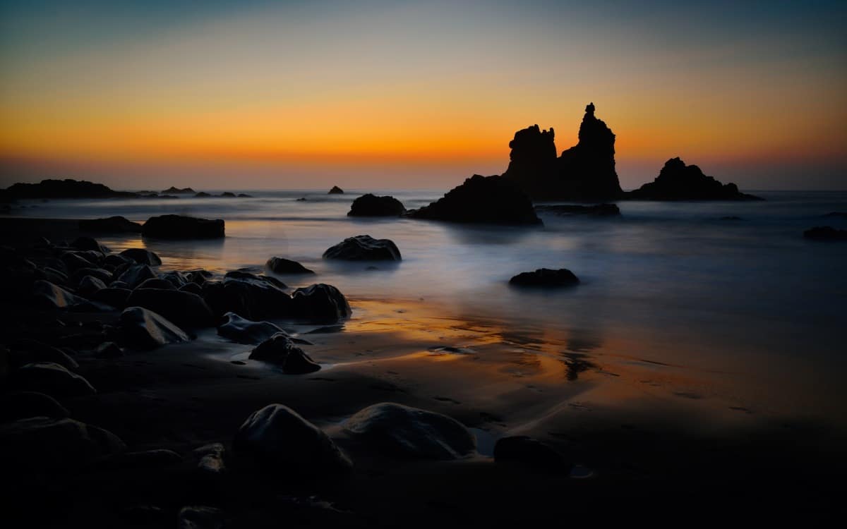 Sunset at Benijo beach.