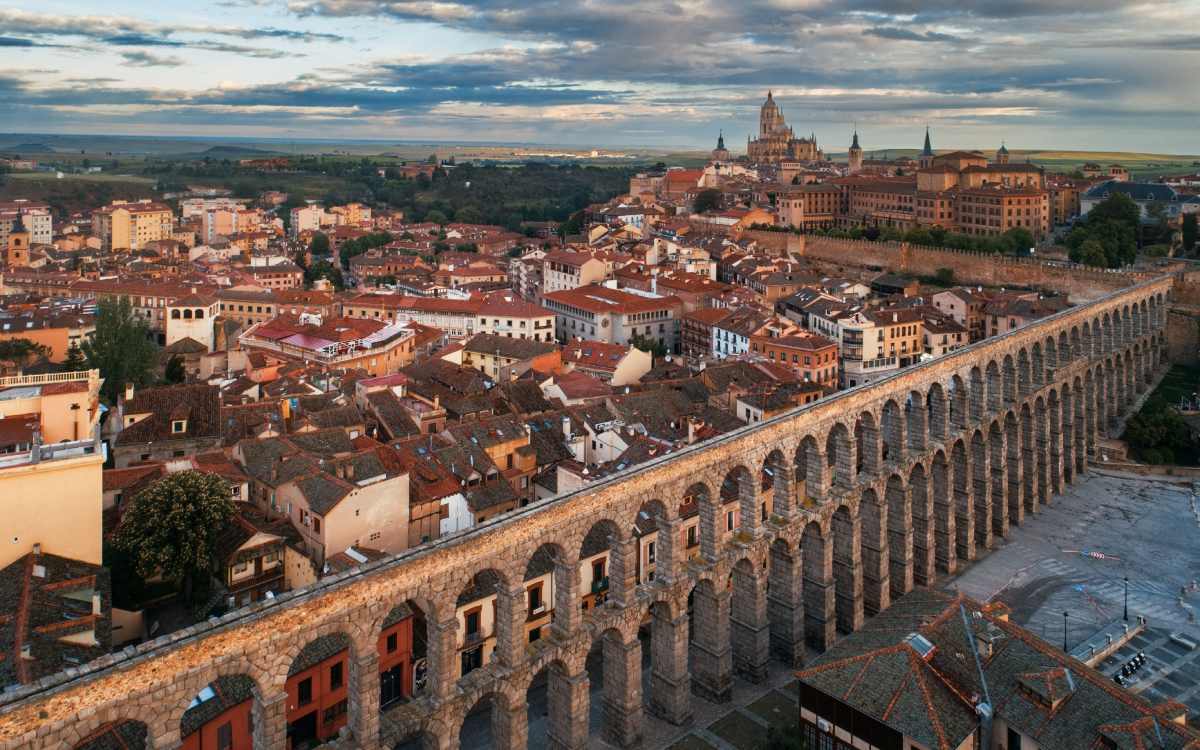 The aqueduct of Segovia is the hallmark of the city.