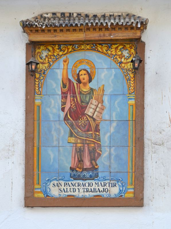 Detail of icon of St. Pankraz in tiles, in the Convent of Santa Maria de los Angeles.