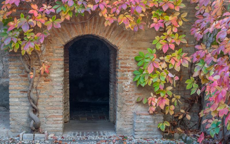 Access door to the Moorish baths El Bañuelo, near the Alhambra, in Granada.
