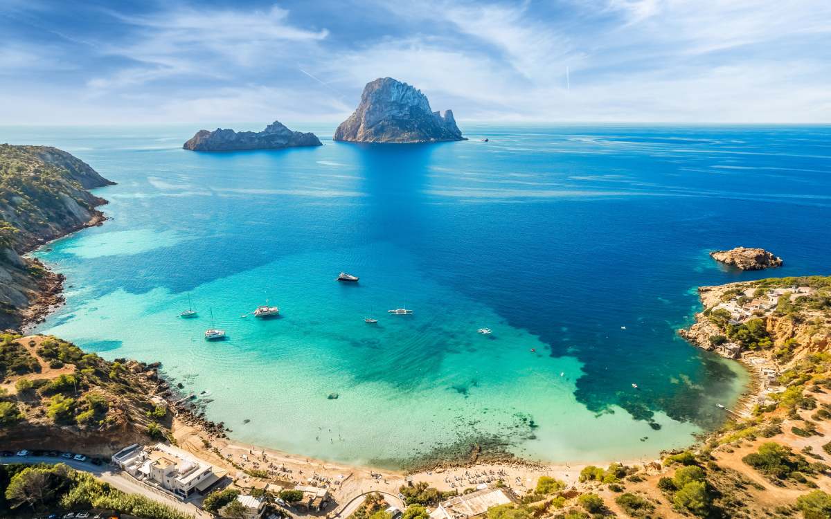 Aerial view of Cala d’Hort.