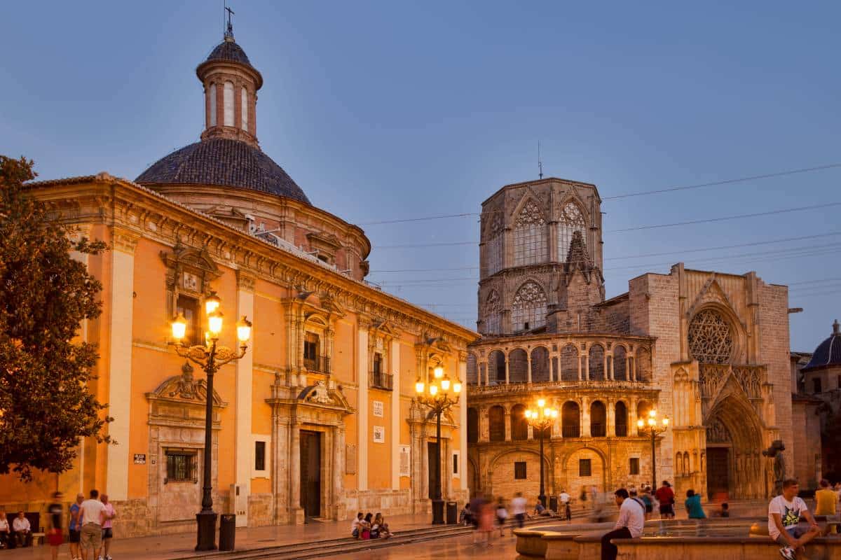 Valencia's medieval streets at night.