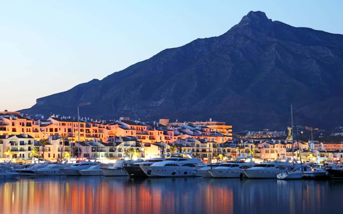 The sun setting at Puerto Banús.
