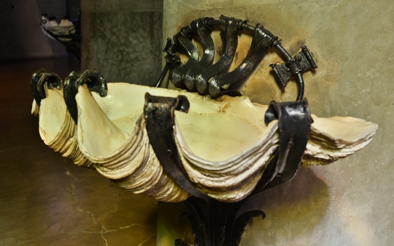 Seashell baptismal fonts.