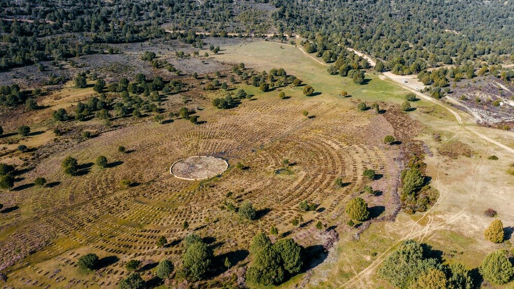 Aerial view of the cemetery